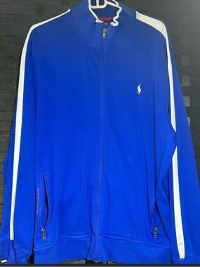 Ralph Lauren Royal Blue Track Jacket with White Stripes